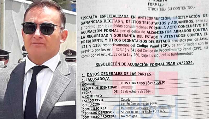 Fiscalía acusa formalmente al exministro López por presunto plan de atentado contra Arce