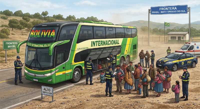 Interceptan bus en Brasil con sustancias ilícitas en el estómago de 28 bolivianos